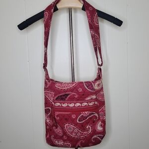Vera Bradley Mesa Red Paisley Quilted Crossbody Purse
